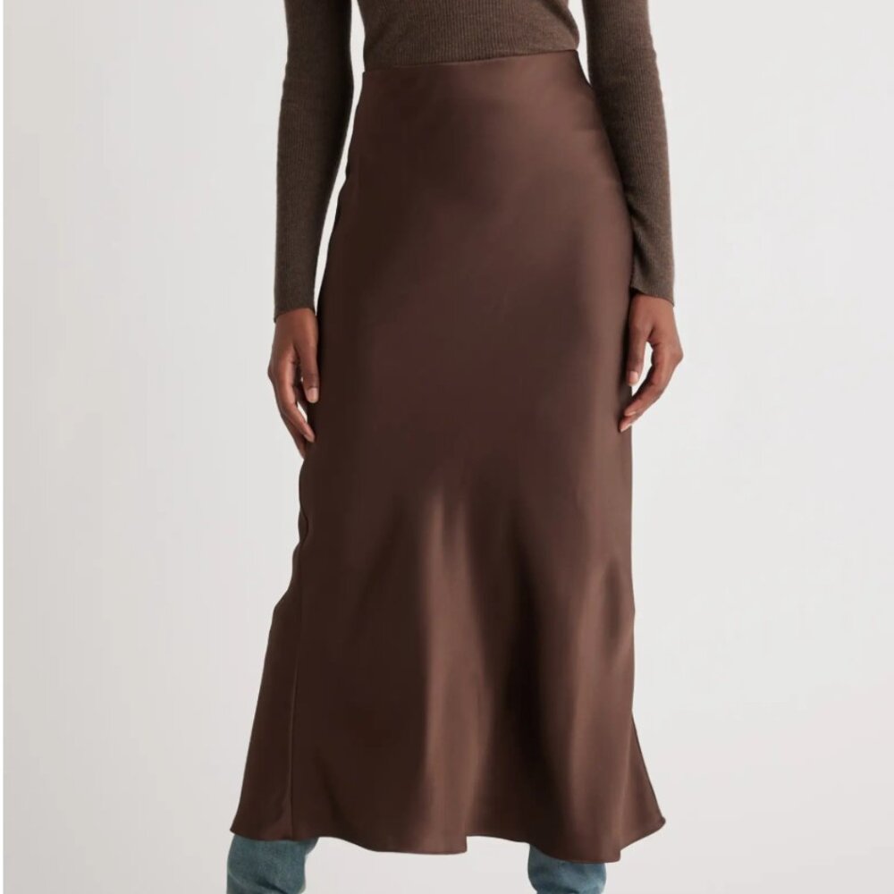 NWT Quince 100% Washable Silk Slip Maxi Skirt | Size L